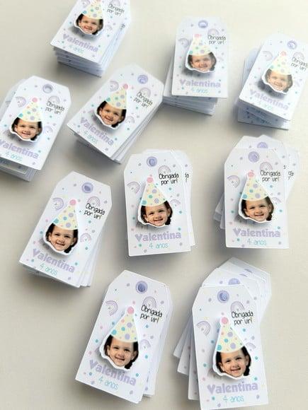 Tag Personalizada com Rostinho - Arco Iris Boho