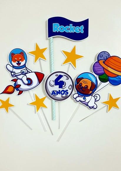Topo de Bolo - Cachorrinho Astronauta