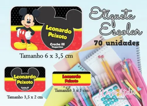3 Kits Etiqueta Escolar - com Desconto