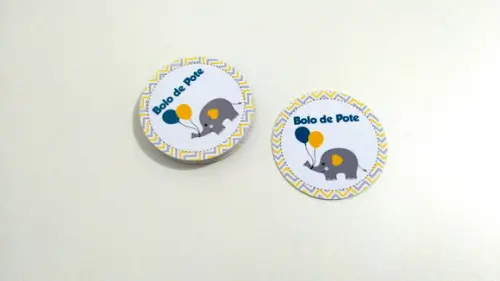 Adesivo 5 cm Bolo de Pote - Elefantinho