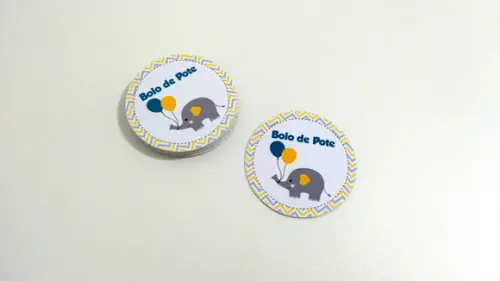 Adesivo 5 cm Bolo de Pote - Elefantinho