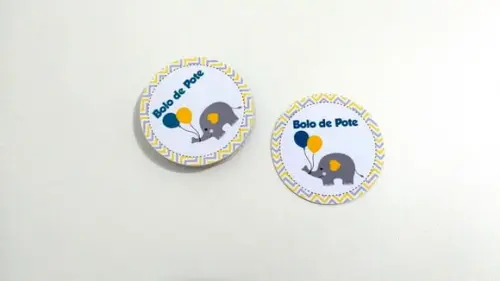 Adesivo 5 cm Bolo de Pote - Elefantinho