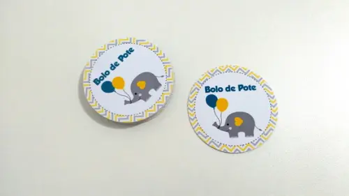 Adesivo 5 cm Bolo de Pote - Elefantinho