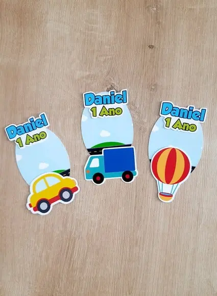 Apliques e Adesivo para Tubetes Meios de Transporte