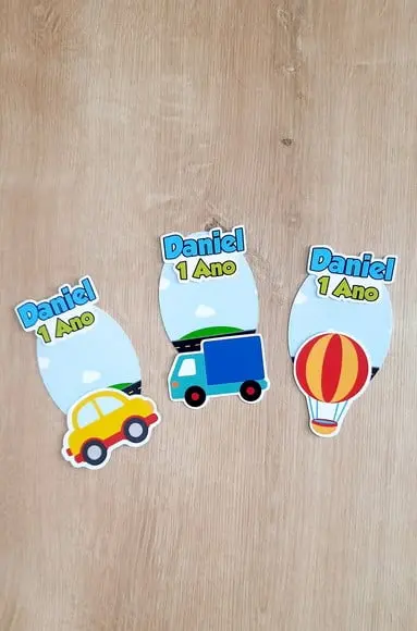 Apliques e Adesivo para Tubetes Meios de Transporte