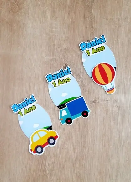 Apliques e Adesivo para Tubetes Meios de Transporte