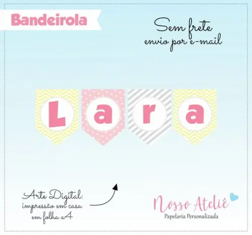 Bandeirola Digital - Chevron Rosa