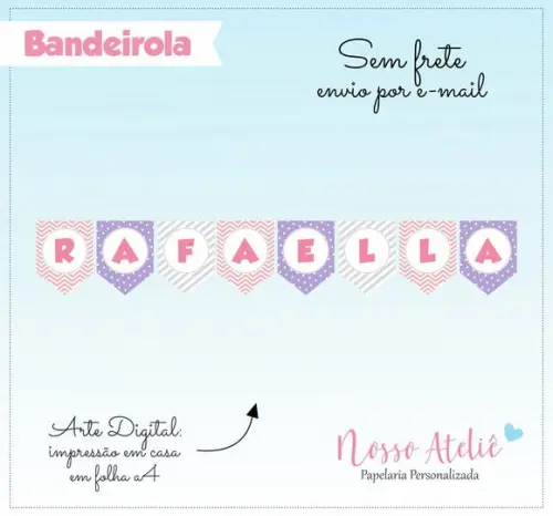 Bandeirola Digital - Rosa e Roxo