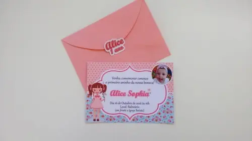 Convite Boneca com envelope