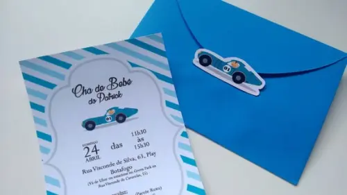 Convite Chá de Bebê + envelope + adesivo