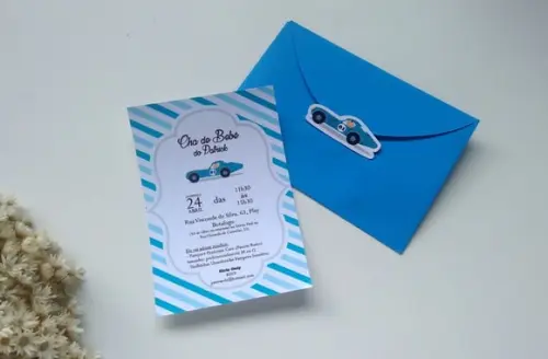 Convite Chá de Bebê + envelope + adesivo