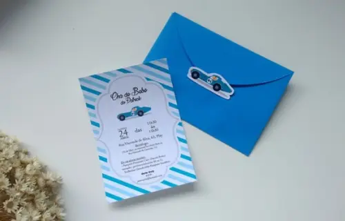 Convite Chá de Bebê + envelope + adesivo