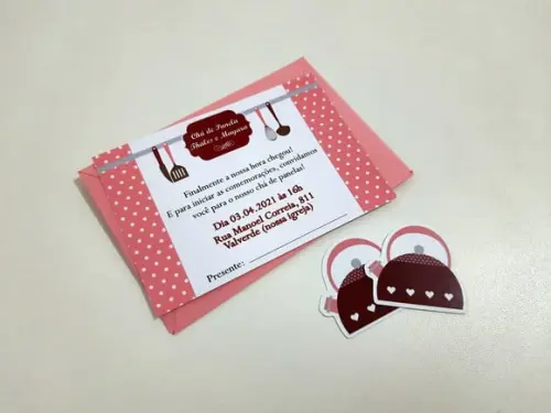 Convite Chá de Panela - Poá Rosa e Marsala
