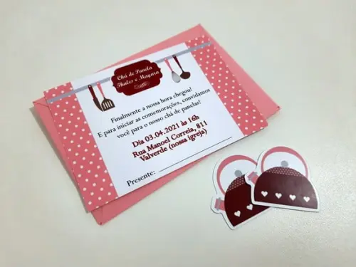 Convite Chá de Panela - Poá Rosa e Marsala