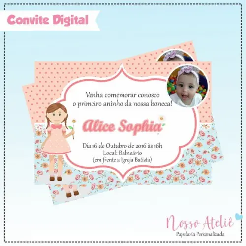 Convite Digital - Boneca
