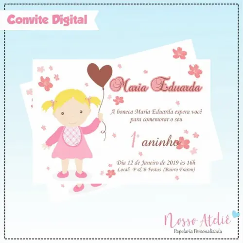 Convite Digital - Boneca