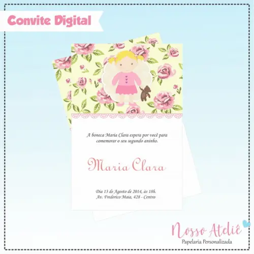 Convite Digital - Boneca