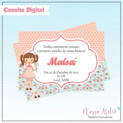 Convite Digital - Boneca