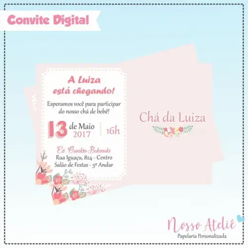 Convite Digital - Chá de Bebê Floral