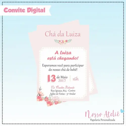 Convite Digital - Chá de Bebê Floral