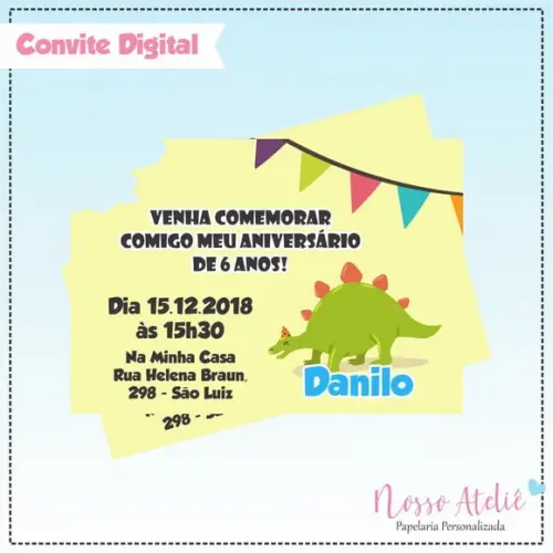 Convite Digital - Dinossauro