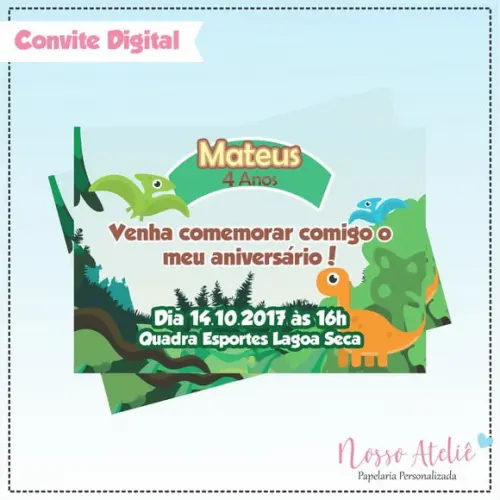 Convite Digital - Dinossauro