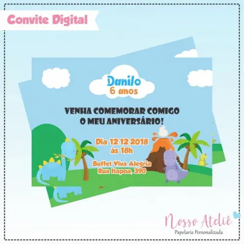 Convite Digital - Dinossauro