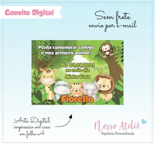 Convite Digital - Safari Baby