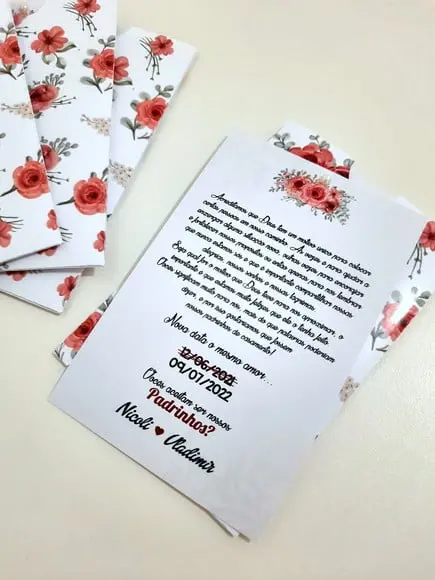 Convite para padrinhos - Floral Marsala