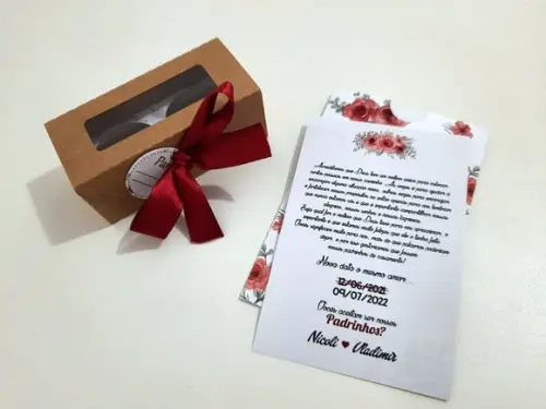 Convite para Padrinhos - Floral Marsala