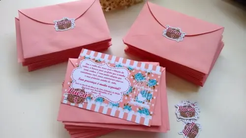 Convite Passarinho + envelope + adesivo