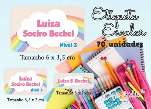 Etiqueta Escolar - Arco-iris