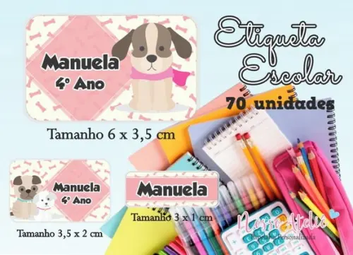 Etiqueta Escolar - Cachorrinho