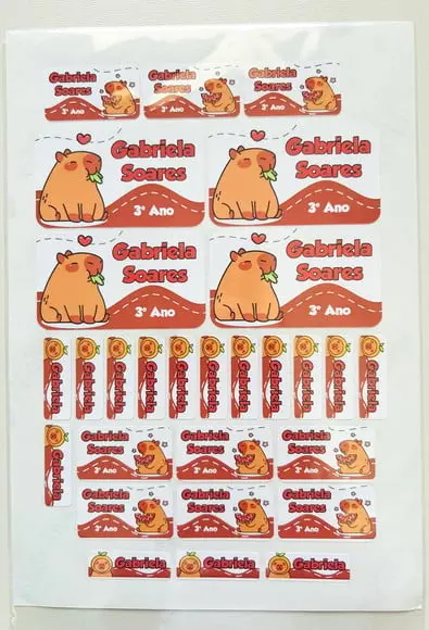 Etiqueta Escolar - Capivara