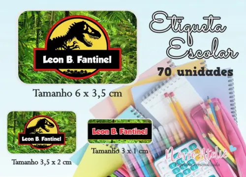 Etiqueta Escolar - Dinossauro