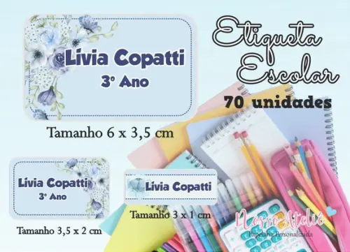 Etiqueta Escolar - Floral