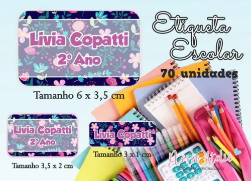 Etiqueta Escolar - Floral
