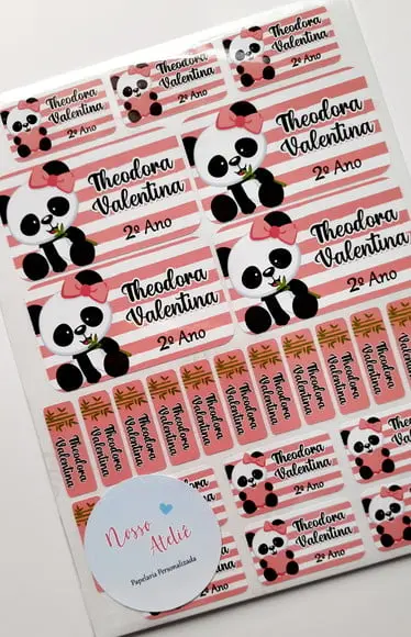 Etiqueta Escolar - Panda