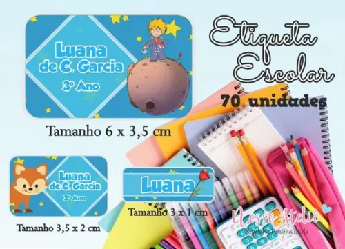 Etiqueta Escolar - Pequeno Príncipe