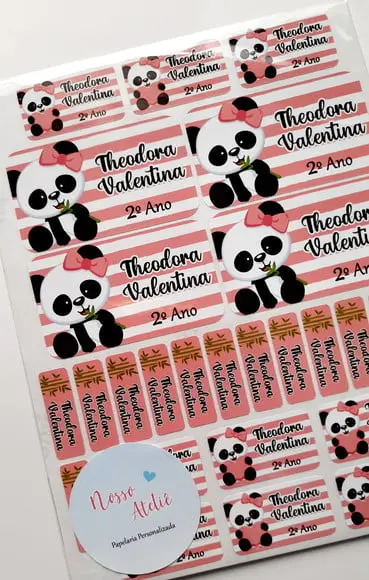 Etiqueta Escolar - Panda