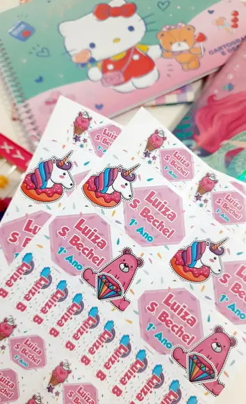 Etiqueta Escolar - Unicórnio Cute
