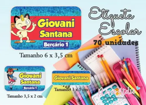 Etiqueta Escolar Pokemon