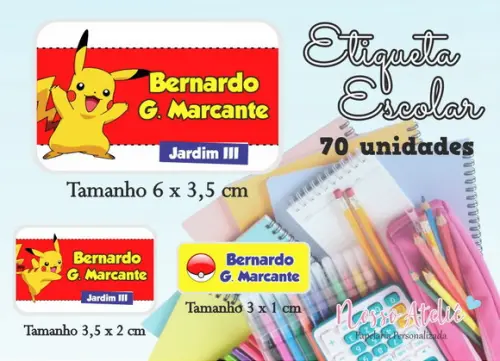 Etiqueta Escolar Pokemon