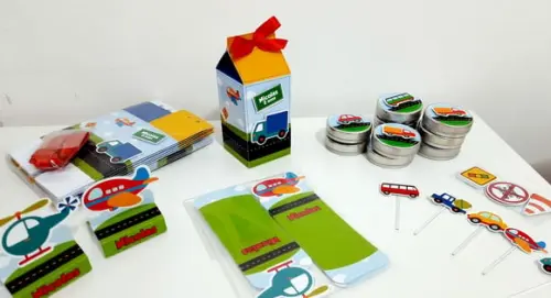 Kit Festa 90 Itens - Meios de Transportes