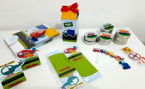 Kit Festa 90 Itens - Meios de Transportes