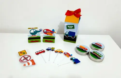 Kit Festa 90 Itens - Meios de Transportes