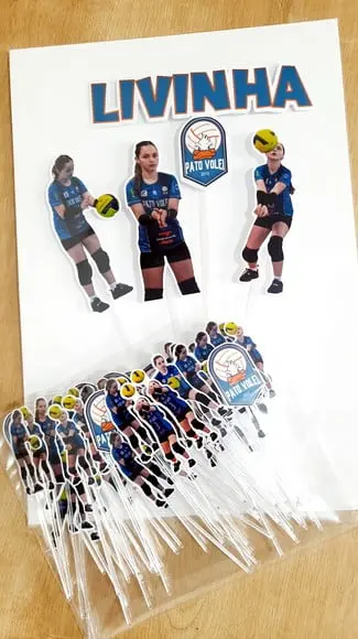 Kit Topo de Bolo + Topper de Doces Vôlei