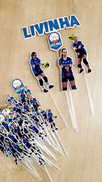 Kit Topo de Bolo + Topper de Doces Vôlei