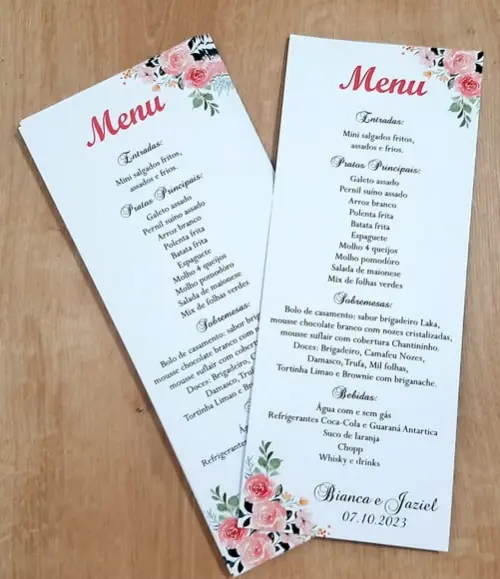 Menu Casamento - Floral
