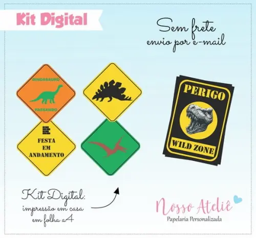 Placa Dinossauro - Kit Digital